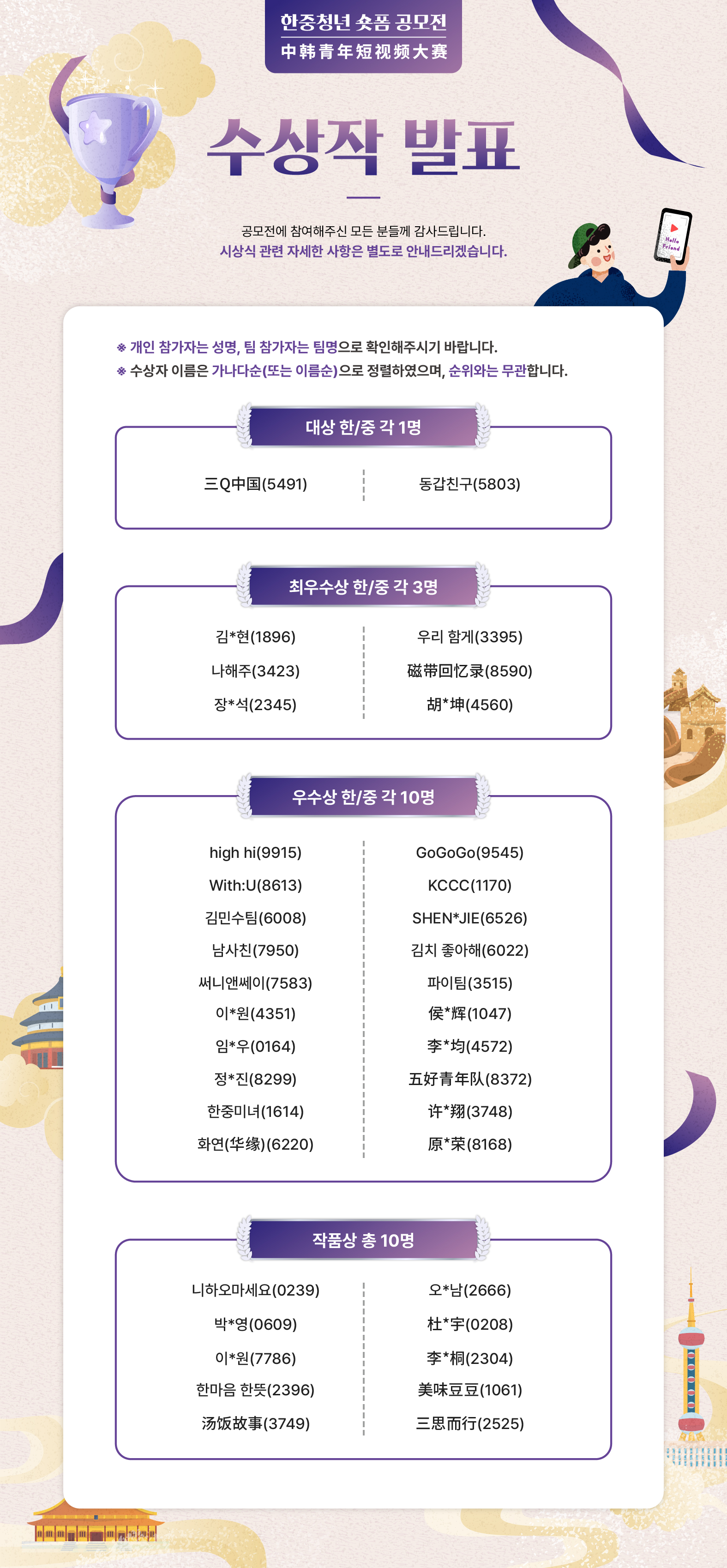 수상작 발표 이미지